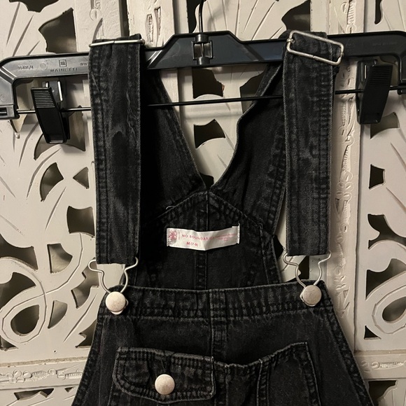 NOBO ADORABLE BLACK STRETCHY COTTON JEAN OVERALLS SHORTS - Picture 3 of 8